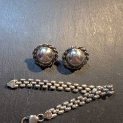Solid silver set: earrings and bracelet