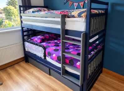 Bunk Bed with Pull-Out 3rd Bed & 2 Storage Drawers