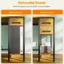 Computer Desk with Drawers Power Outlets 100 cm Office Storage Monitor Stand Reversible Small Desks for Home Bedroom Brown Image 8