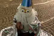 Merlin hat, wig and cape