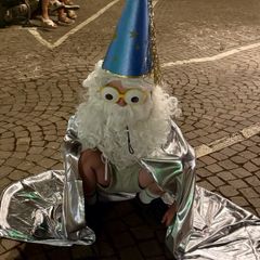 Merlin hat, wig and cape