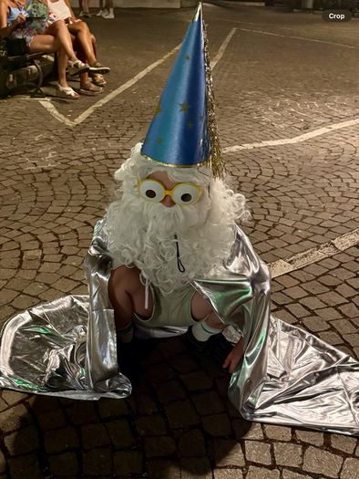 Merlin hat, wig and cape