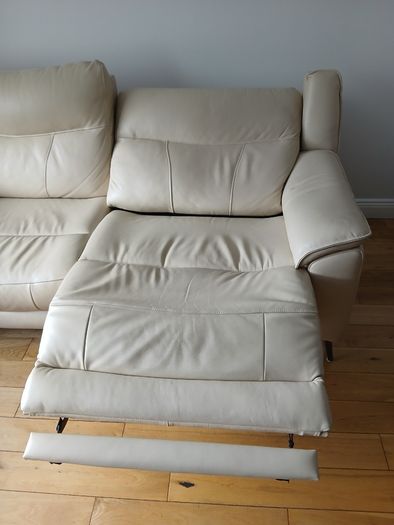 Sofa - Cream Leather 3+2 Seater