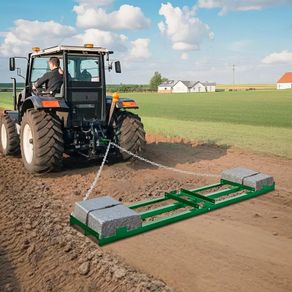 8FT Tow Behind Drag Harrow For ATV UTV Tractor and Lawn Leveling with Adjustable Bars and 72in Chain