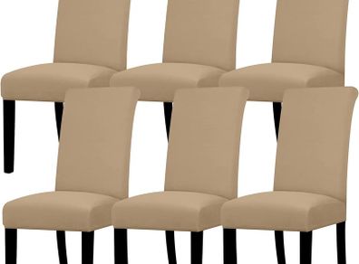 Dining Chair Covers Set of 6, Stretch Chair Covers Dining Chair Slipcovers Removable Washable Reusable Home & Kitchen Decor Protector Dining Room Chair Covers,Camel