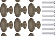 12Pcs Dark Bronze Antique Brass Door Knob with Screws, Round Vintage Drawer Knobs Diameter 30mm, Mushroom Shaped Furniture Knobs Likes Cabinet Knobs, Wardrobe Handles, Kitchen Cupboard Handles (FREE POSTAGE)