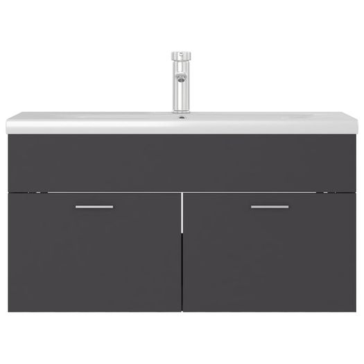 Sink Cabinet with Built-in Basin Grey Chipboard