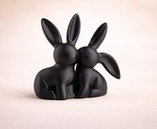 Black Bunny Couple Ornament - Free Post