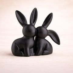Black Bunny Couple Ornament - Free Post