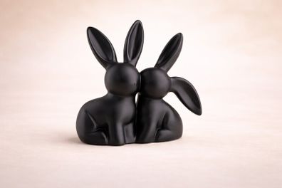 Black Bunny Couple Ornament - Free Post