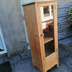 Tall pine display cabinet