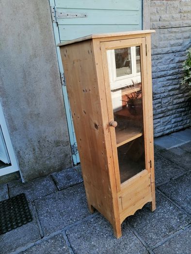 Tall pine display cabinet