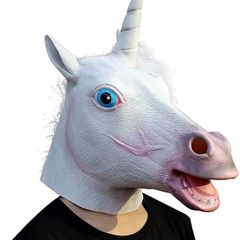 Unicorn High quality latex mask - Eye holes to see better - Artificial mane