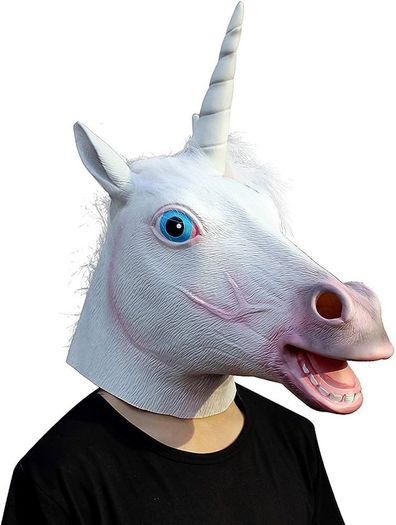 Unicorn High quality latex mask - Eye holes to see better - Artificial mane