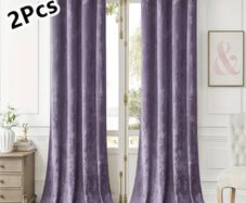 Velvet Lilac Curtains (2 piece, 132cm x 243cm)