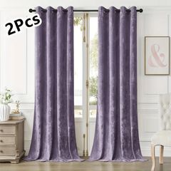 Velvet Lilac Curtains (2 piece, 132cm x 243cm)