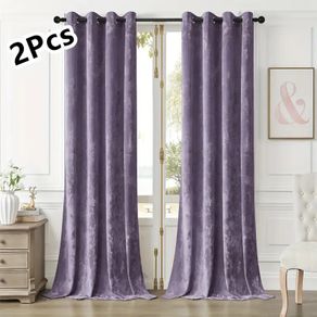 Velvet Lilac Curtains (2 piece, 132cm x 243cm)