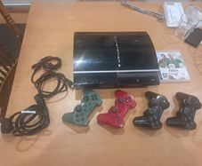 : PS3 Console Bundle (Faulty Disc Drive) + 4 Official Sony Controllers & Cables  Description: Selling a PlayStation 3 bundle for parts, repair, or digital-only use.