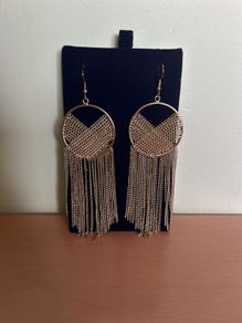 Gold tone chain drop earrings
