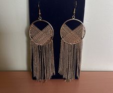 Gold tone chain drop earrings