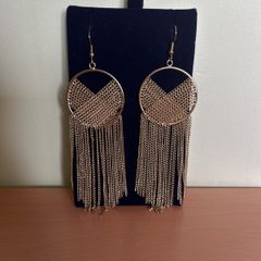 Gold tone chain drop earrings