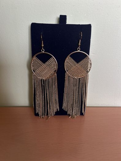 Gold tone chain drop earrings