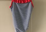 Girls navy & white striped swimsuit with red trim brand new with tags