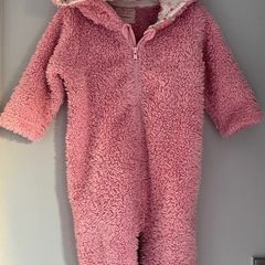 Blue zoo dusky pink Pram suit with cute ears on hood & tail Sz 3-6 mths EUC