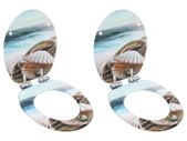 WC Toilet Seats 2 pcs with Soft Close Lids MDF Muschel Design