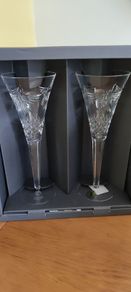 2000s Waterford Crystal Millennium Peace Toasting Flutes - a Pair