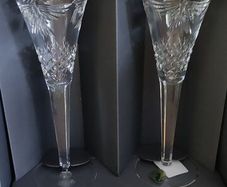 2000s Waterford Crystal Millennium Peace Toasting Flutes - a Pair