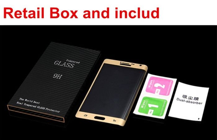 Full Curved 3D Tempered Glass Protector For Samsung Note Edge N9150 - Gold