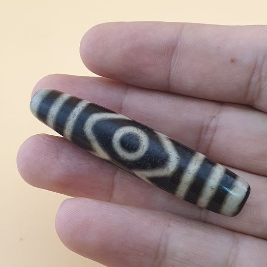 Vintage Antique inspired Himalayan Tibetan 3 Eyes Agate Gemstone Bead Amulet Pendant