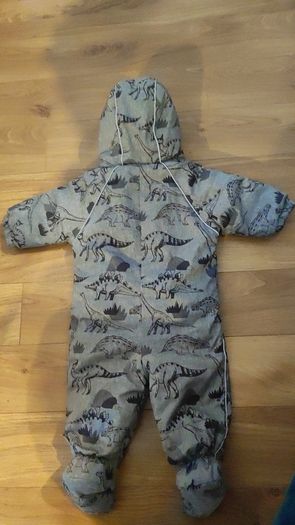 Next Pram Suit - 3 - 6 months Grey Dinosaur Print