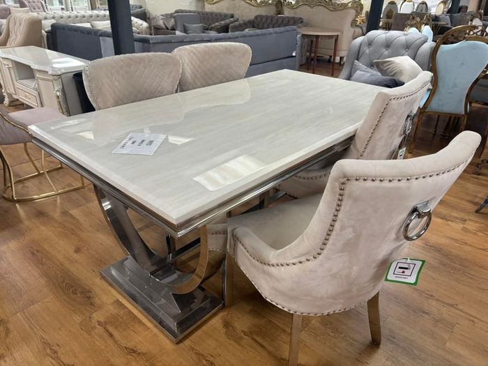 Marble Kitchen Dining Table With 6 Chairs