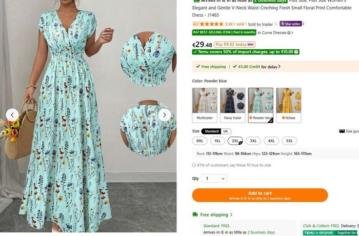 Powder blue summer maxi dress, Size 2XL / UK20, Brand new