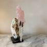 Hand-Carved Rose Quartz Parrot on Raw Amazonite & Crystal Matrix Base Image 5