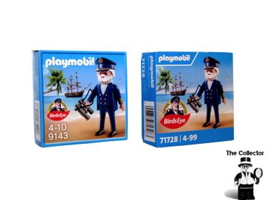 Playmobil Captain Birdseye Figure Type One Version 9143 And Type Two Version 71728 Fish Fingers Promo Brand New Sealed Very Rare To Have Two Types As They Were Only One Per Household