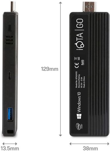 Mini Desktop PC Stick, (Black) - (Intel Quad Core Z8350 1.44GHz Processor (1.92GHz Boost), 2 GB RAM, 32GB eMMC Storage, Windows 10 Home)