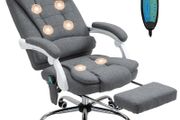 Heated 6 Points Vibration Massage Executive Office Chair Adjustable Swivel Ergonomic High Back Desk Chair Recliner with Footrest Grey
