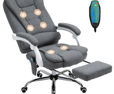 Heated 6 Points Vibration Massage Executive Office Chair Adjustable Swivel Ergonomic High Back Desk Chair Recliner with Footrest Grey