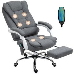 Heated 6 Points Vibration Massage Executive Office Chair Adjustable Swivel Ergonomic High Back Desk Chair Recliner with Footrest Grey