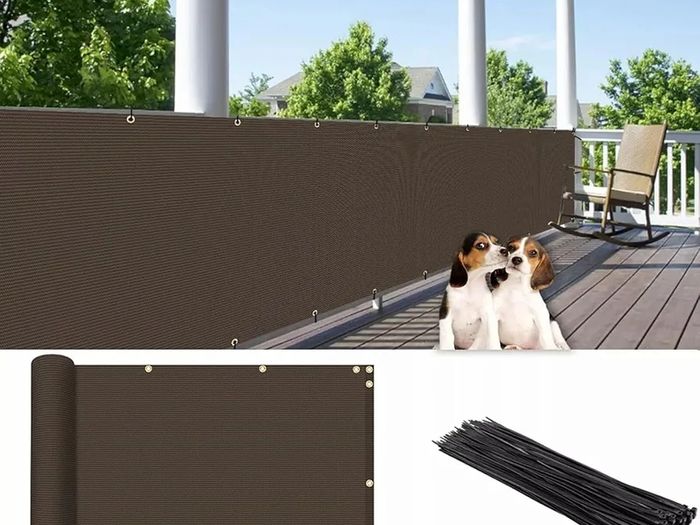 Privacy Screen, 1m x 5m Patio Privacy Protective Screens 500g/m HDPE 95 UV Block Porch Privacy Fence Cover for Backyard Deck Railing Pools - with Cable Ties and Rope (Brown)