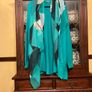 SAMOON BARGAIN PRICE. New Light Weight Scarf In Jade Green Dark Navy Beige And White .length Is 180 Cm Image 6