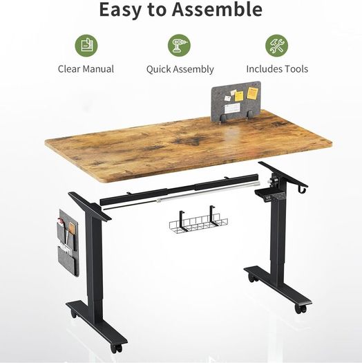 Height Adjustable Standing Desk Electric Sit Stand Up with Cable Tray 120 x 60cm Desktop for Home Office