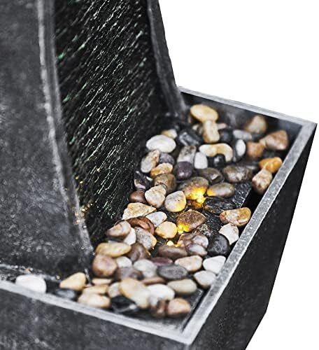Home Garden Water Feature with LED Lights and Pump, Large Garden Water Fountain
