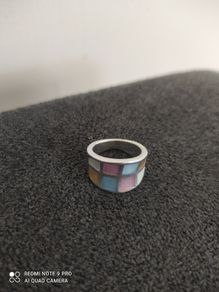 Vintage hand crafted mother of pearl 925 silver ring