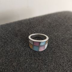 Vintage hand crafted mother of pearl 925 silver ring