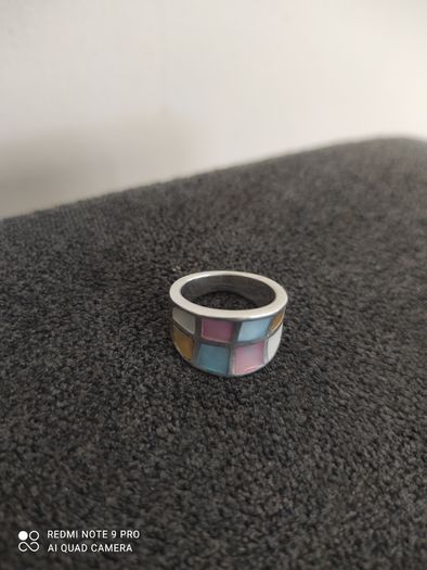 Vintage hand crafted mother of pearl 925 silver ring