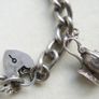 Antique Solid Sterling Silver Charm Bracelet & 6 Silver Charms, weight 47,9g Image 8